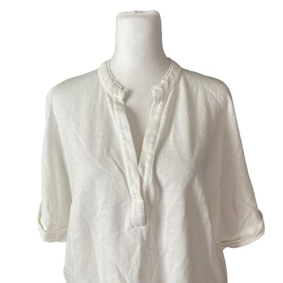 Majestic Filatures Taille 2 Small Deluxe Teeshirt Linen Cotton Top Vneck - Picture 3 of 10